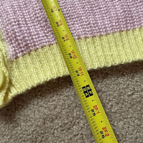 Princess Polly Naomi Cardigan Sweater XS/S Oversized Colorblock Yellow Pink - Picture 12 of 12